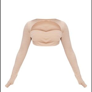 Sheer textured twist cut out crop top